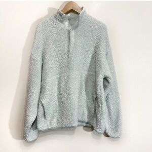 SKIMS Half Snap Button Up Teddy Sweater Light Grey Size 2X
